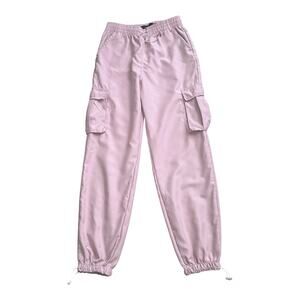 REFUGE Womens Size Large Pink High Rise Pull On Jogger Cargo Pants 31" Inseam